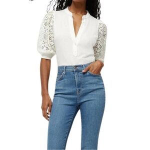 VERONICA BEARD lace coralee top in off-white XS